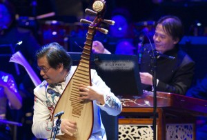 Chinese New Year Festival, Toronto, Ontario, Chinese man playing stringed instrument