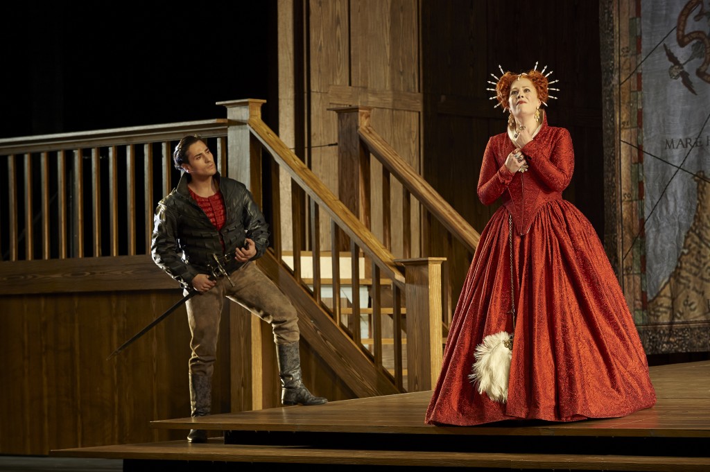 Leonardo Capalbo as Roberto Devereux and Sondra Radvanovsky as Elisabetta in the Canadian Opera Company production of Roberto Devereux, 2014. 