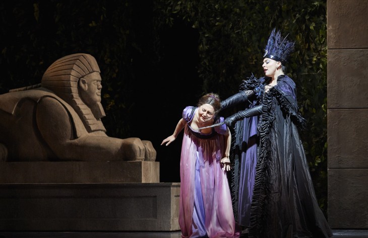 The Magic Flute Review. TheSceneinTO.com Canadian Opera Company. (l-r) Elena Tsallagova as Pamina and Ambur Braid as the Queen of the Night. Photo: Michael Cooper