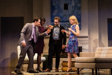 Raoul Bhaneja, Karen Glave, Michael Rubenfeld and Birgitte Solem in DISGRACED. Photo Credit: Cylla von Tiedemann